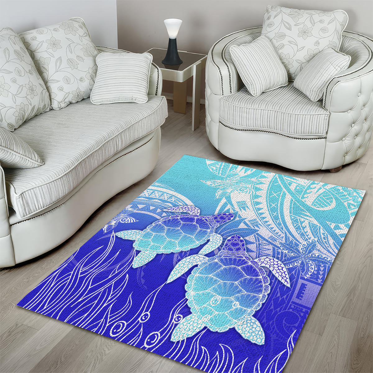 Polynesia Valentine Day Area Rug Polynesian Sea Turtle Turquoise Version LT14 - Polynesian Pride