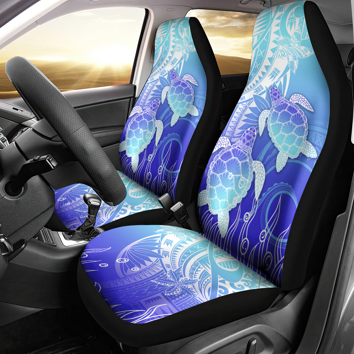 Polynesia Valentine Day Car Seat Cover Polynesian Sea Turtle Turquoise Version LT14 - Polynesian Pride