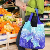 Polynesia Valentine Day Grocery Bag Polynesian Sea Turtle Turquoise Version