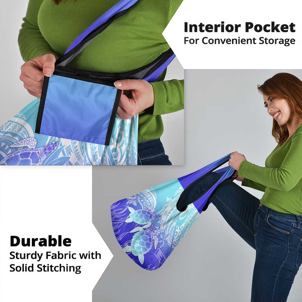 Polynesia Valentine Day Grocery Bag Polynesian Sea Turtle Turquoise Version