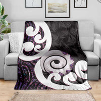 Aotearoa Koru Blanket Purple Maori Paua Shell Mix Silver Fern