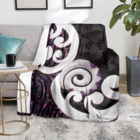 Aotearoa Koru Blanket Purple Maori Paua Shell Mix Silver Fern