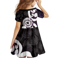 Aotearoa Koru Family Matching Long Sleeve Bodycon Dress and Hawaiian Shirt Purple Maori Paua Shell Mix Silver Fern