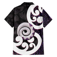 Aotearoa Koru Family Matching Long Sleeve Bodycon Dress and Hawaiian Shirt Purple Maori Paua Shell Mix Silver Fern