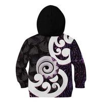 Aotearoa Koru Kid Hoodie Purple Maori Paua Shell Mix Silver Fern LT14 - Polynesian Pride