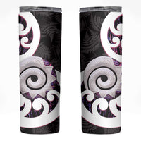Aotearoa Koru Skinny Tumbler Purple Maori Paua Shell Mix Silver Fern LT14 Black - Polynesian Pride