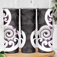 Aotearoa Koru Skinny Tumbler Purple Maori Paua Shell Mix Silver Fern LT14 - Polynesian Pride