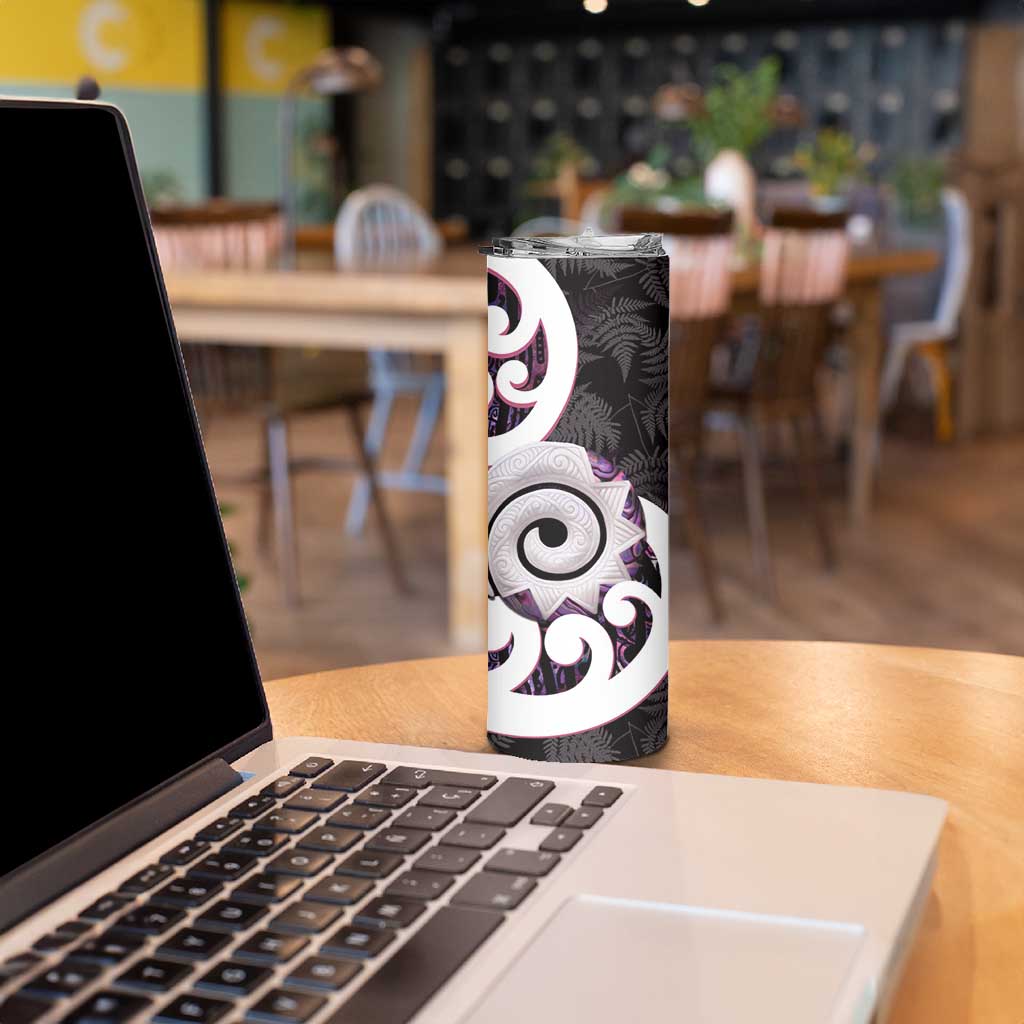 Aotearoa Koru Skinny Tumbler Purple Maori Paua Shell Mix Silver Fern LT14 - Polynesian Pride