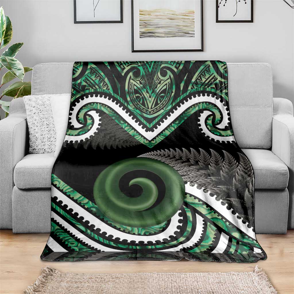 Koru Pounamu Aotearoa Blanket Maori Paua Shell Mix Silver Fern