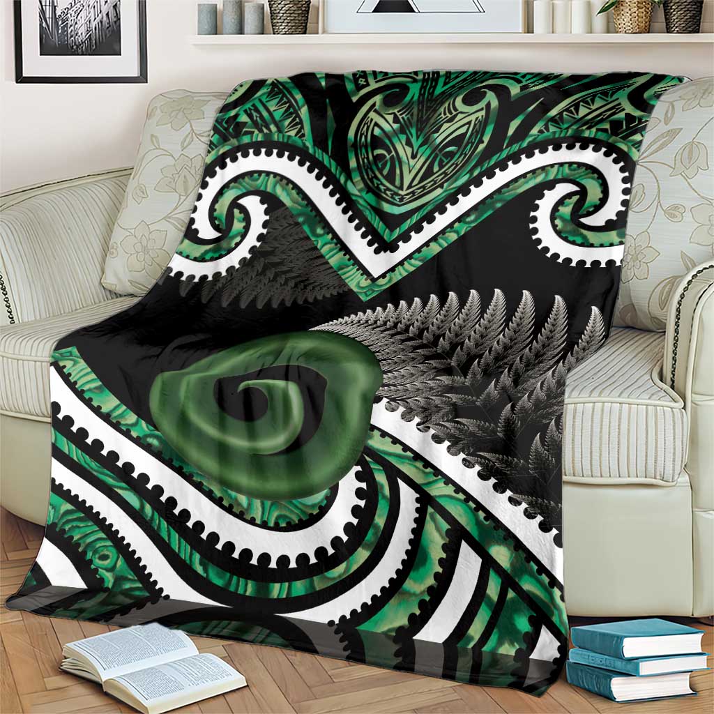 Koru Pounamu Aotearoa Blanket Maori Paua Shell Mix Silver Fern