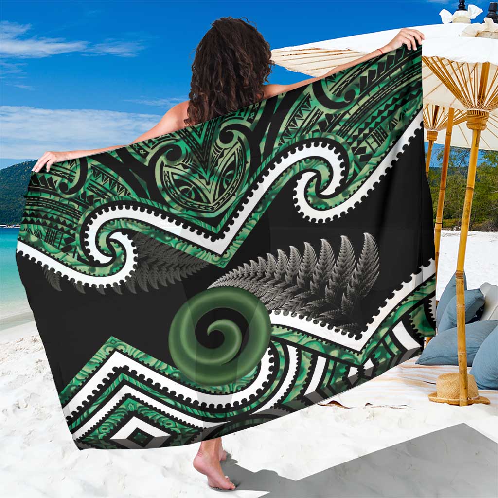 Koru Pounamu Aotearoa Sarong Maori Paua Shell Mix Silver Fern