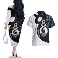 Aotearoa Pikorua Couples Matching Off The Shoulder Long Sleeve Dress and Hawaiian Shirt NZ Twist - Bond And Love