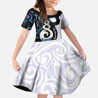 Aotearoa Pikorua Kid Short Sleeve Dress NZ Twist - Bond And Love LT14 KID White - Polynesian Pride