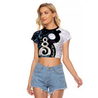 Aotearoa Pikorua Raglan Cropped T Shirt NZ Twist - Bond And Love LT14 Female White - Polynesian Pride