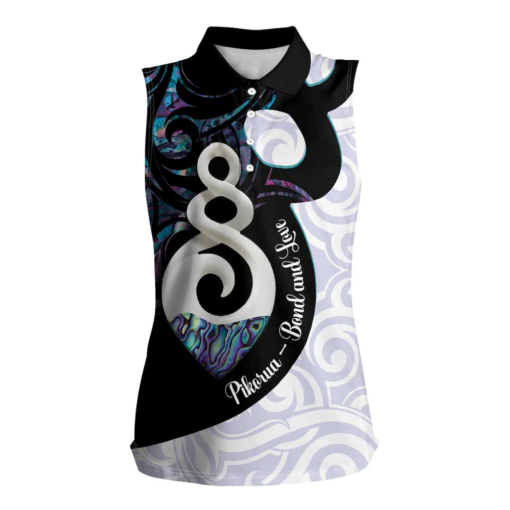Aotearoa Pikorua Women Sleeveless Polo Shirt NZ Twist - Bond And Love LT14 Female White - Polynesian Pride