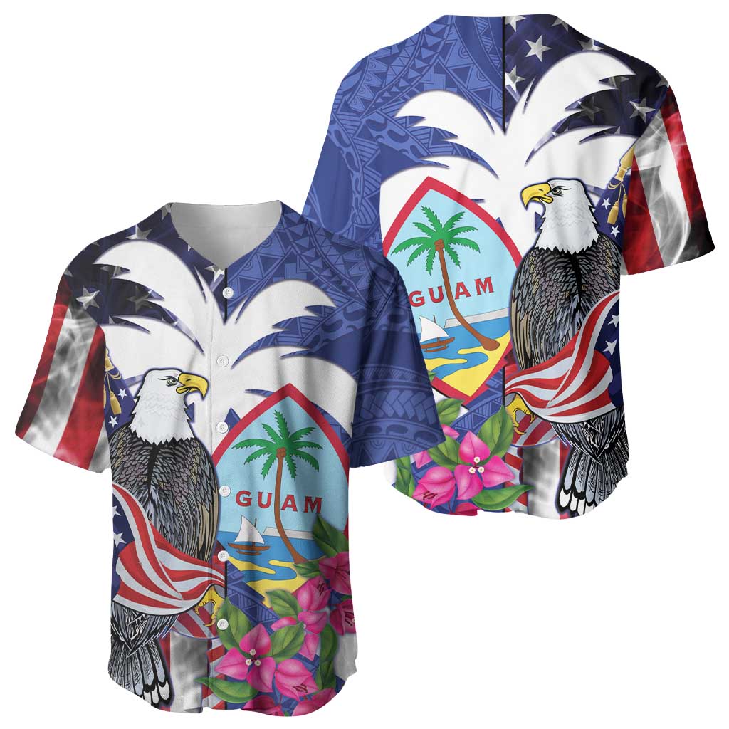 United States Guam Baseball Jersey USA Eagle Guahan Seal Bougainvillea - Polynesian Pride