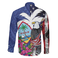 United States Guam Family Matching Short Sleeve Bodycon Dress and Hawaiian Shirt USA Eagle Guahan Seal Bougainvillea - Polynesian Pride