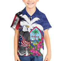 United States Guam Family Matching Summer Maxi Dress and Hawaiian Shirt USA Eagle Guahan Seal Bougainvillea - Polynesian Pride