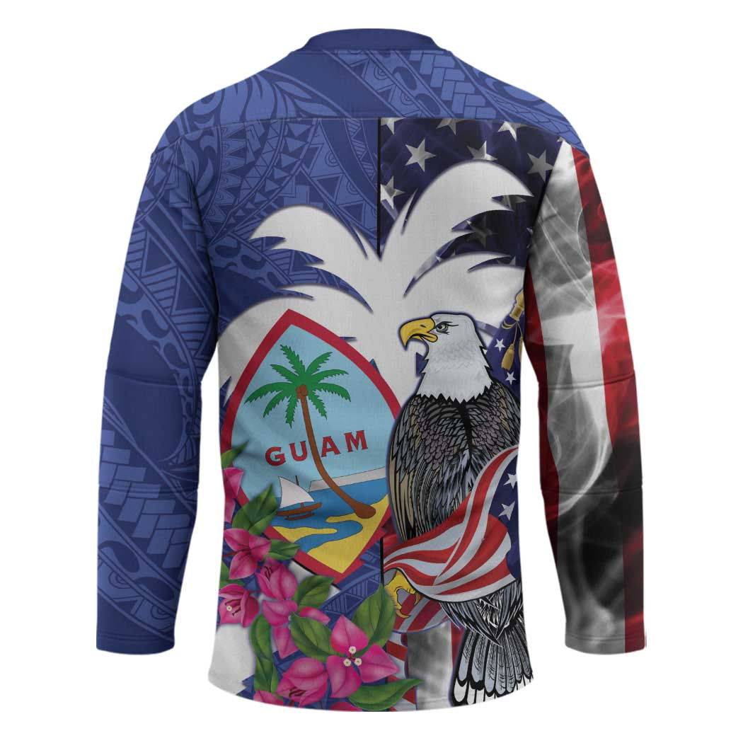 United States Guam Hockey Jersey USA Eagle Guahan Seal Bougainvillea LT14 - Polynesian Pride