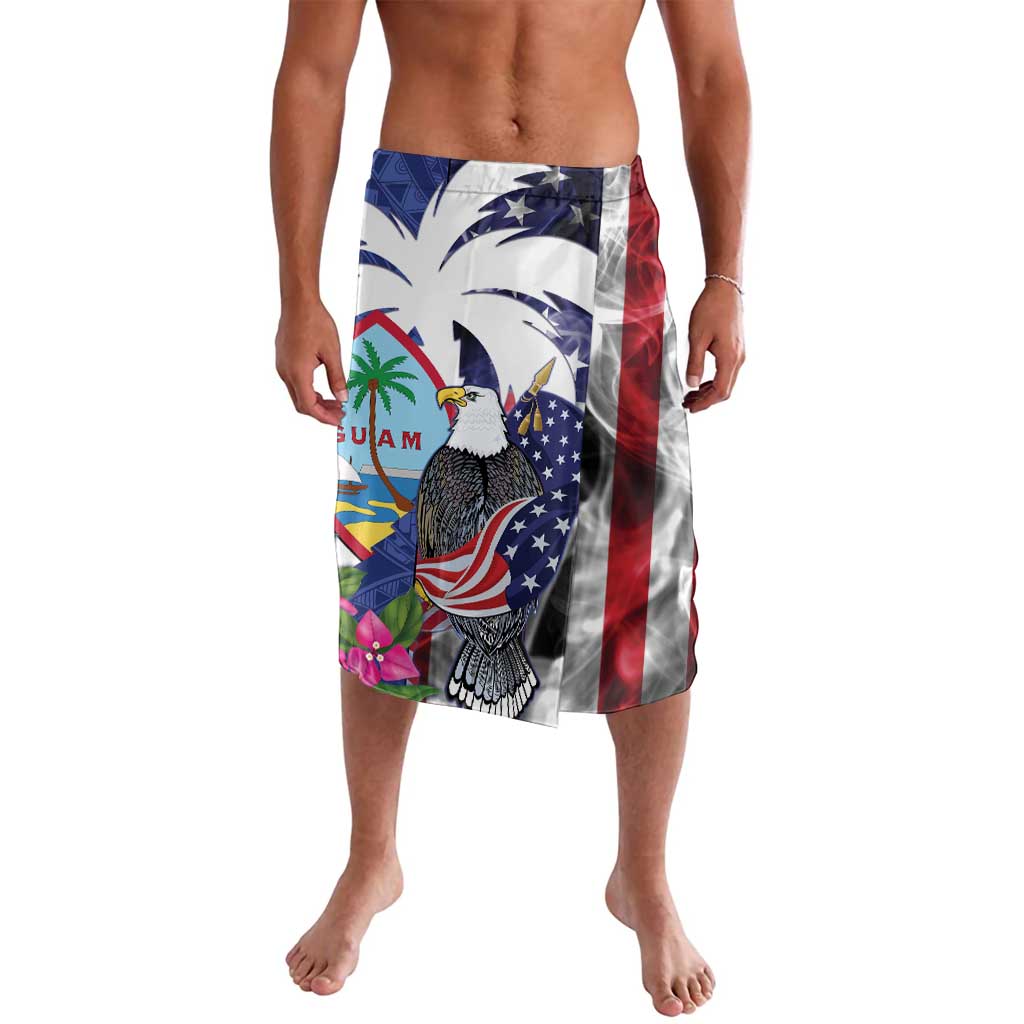 United States Guam Lavalava USA Eagle Guahan Seal Bougainvillea LT14 Blue - Polynesian Pride