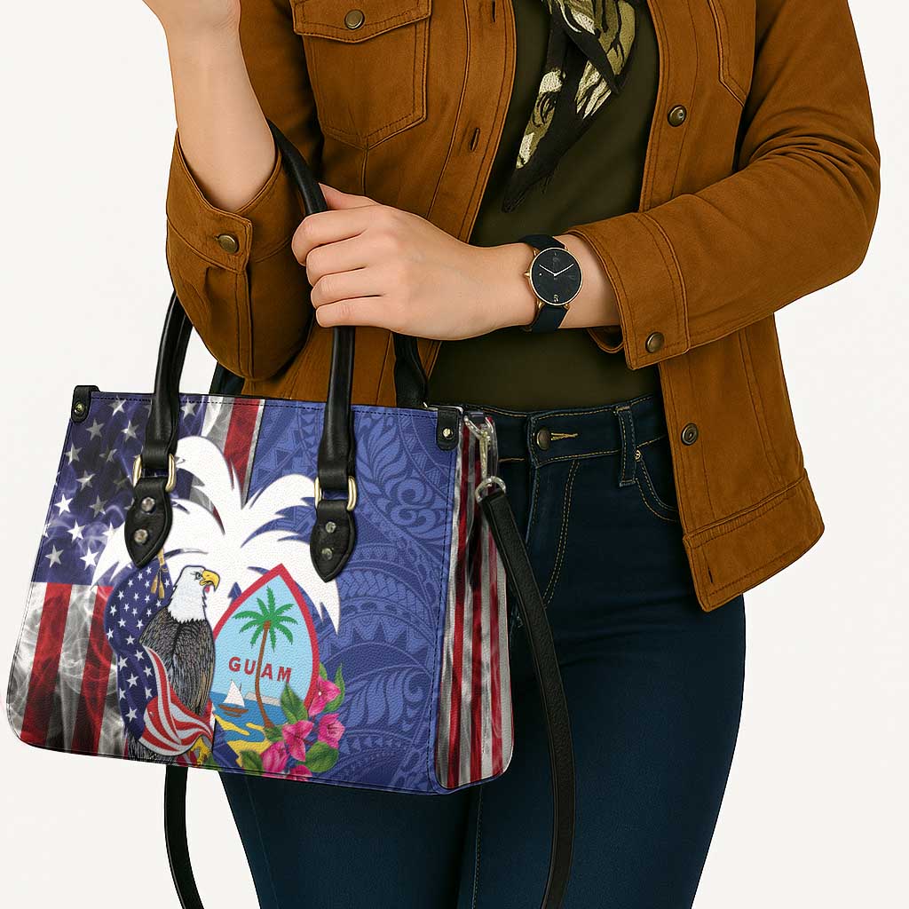United States Guam Leather Bag USA Eagle Guahan Seal Bougainvillea - Polynesian Pride