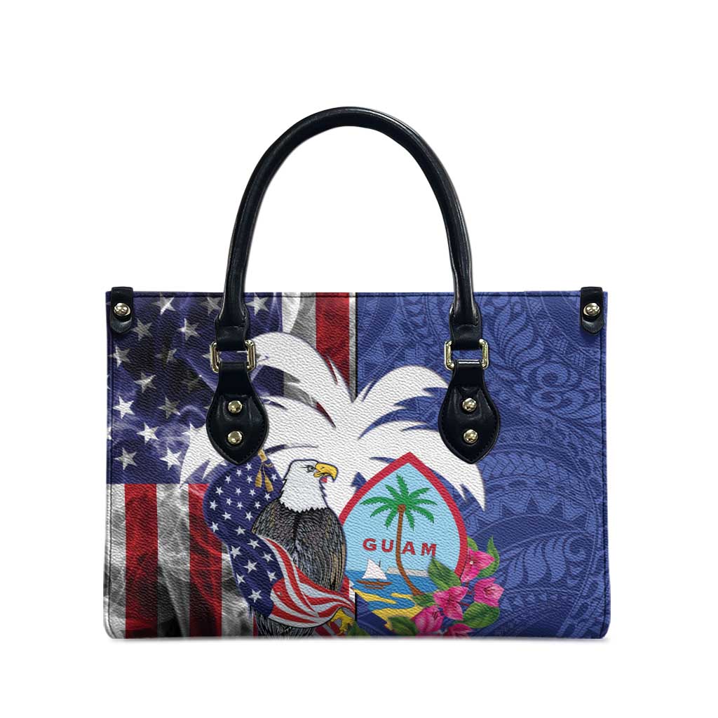 United States Guam Leather Bag USA Eagle Guahan Seal Bougainvillea - Polynesian Pride