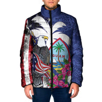 United States Guam Padded Jacket USA Eagle Guahan Seal Bougainvillea LT14 Men Blue - Polynesian Pride