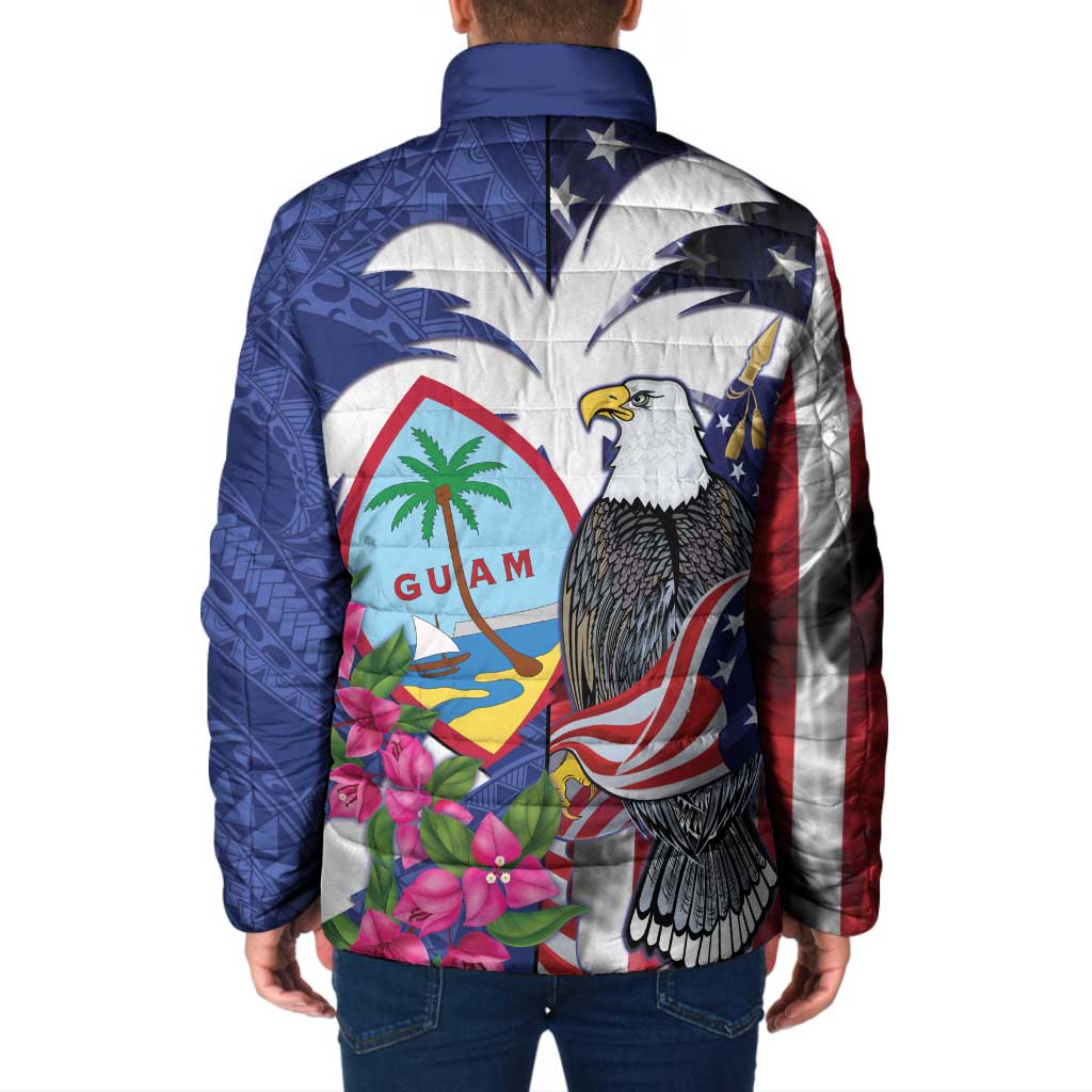 United States Guam Padded Jacket USA Eagle Guahan Seal Bougainvillea LT14 - Polynesian Pride