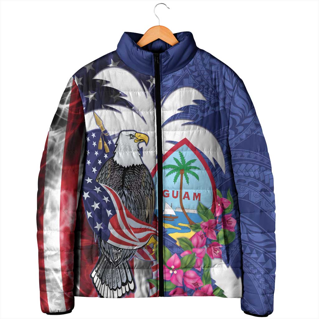 United States Guam Padded Jacket USA Eagle Guahan Seal Bougainvillea LT14 - Polynesian Pride