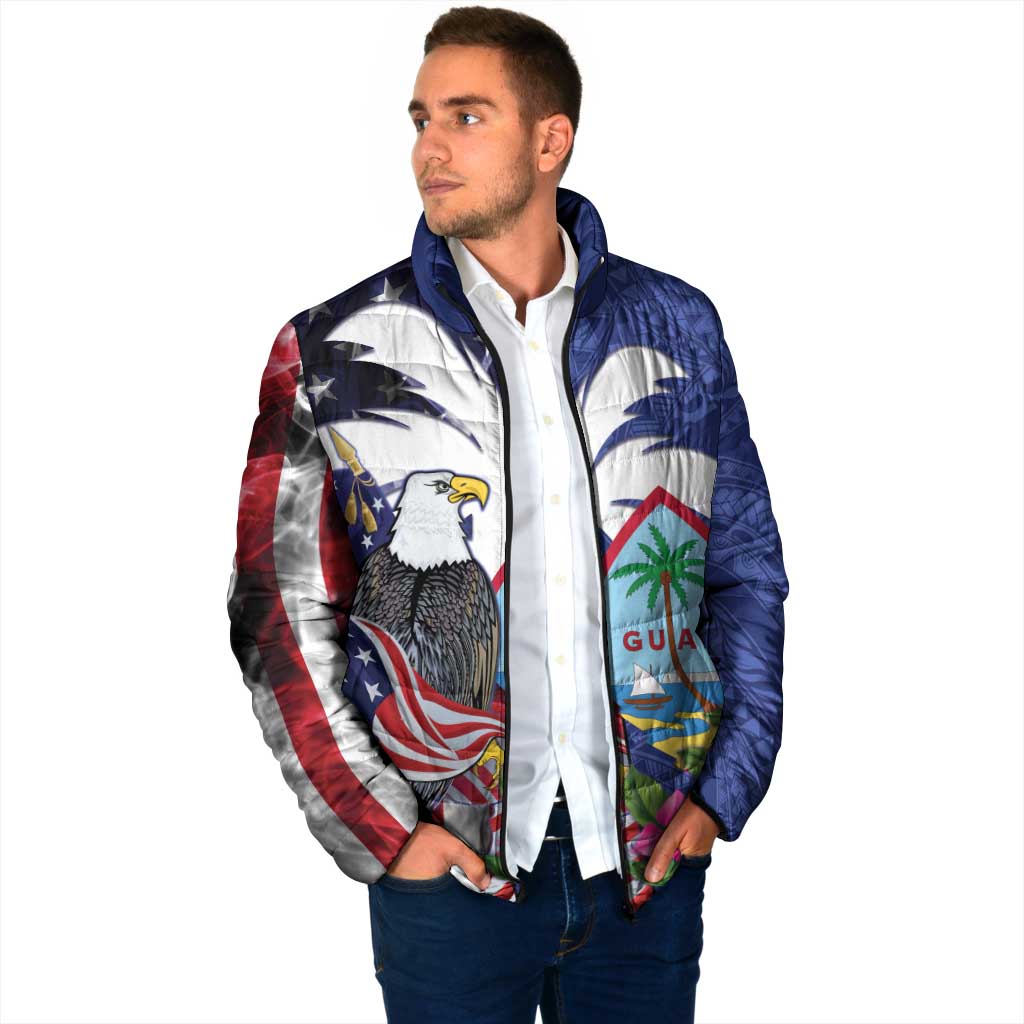 United States Guam Padded Jacket USA Eagle Guahan Seal Bougainvillea LT14 - Polynesian Pride