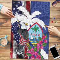 United States Guam Puzzle USA Eagle Guahan Seal Bougainvillea LT14 Blue - Polynesian Pride