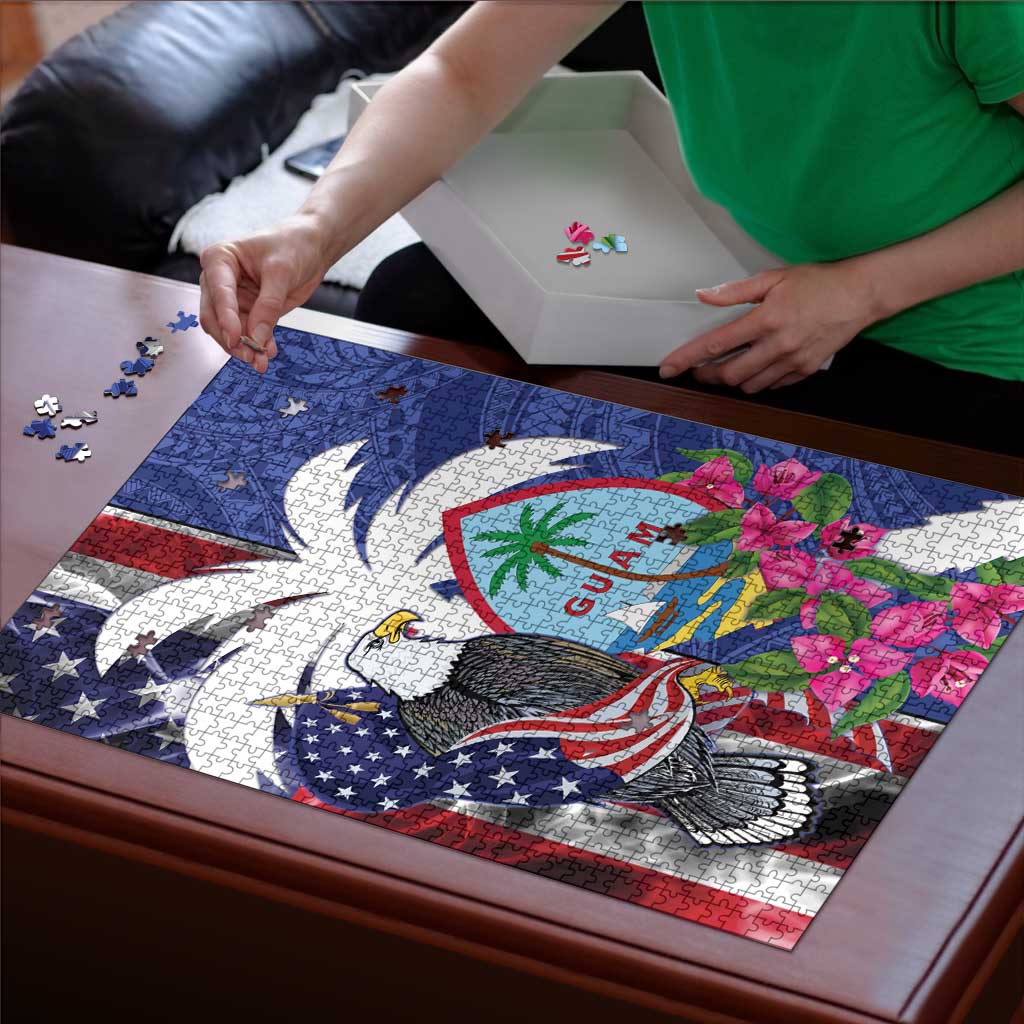 United States Guam Puzzle USA Eagle Guahan Seal Bougainvillea LT14 - Polynesian Pride