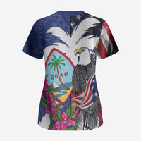 United States Guam Scrub Top USA Eagle Guahan Seal Bougainvillea LT14 - Polynesian Pride