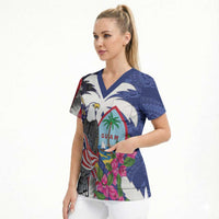 United States Guam Scrub Top USA Eagle Guahan Seal Bougainvillea LT14 - Polynesian Pride
