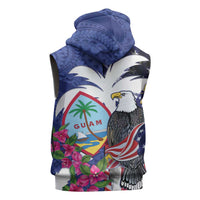 United States Guam Sleeveless Zip Hoodie USA Eagle Guahan Seal Bougainvillea - Polynesian Pride