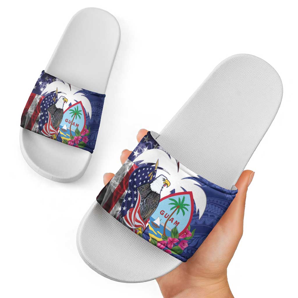 United States Guam Slide Sandals USA Eagle Guahan Seal Bougainvillea - Polynesian Pride