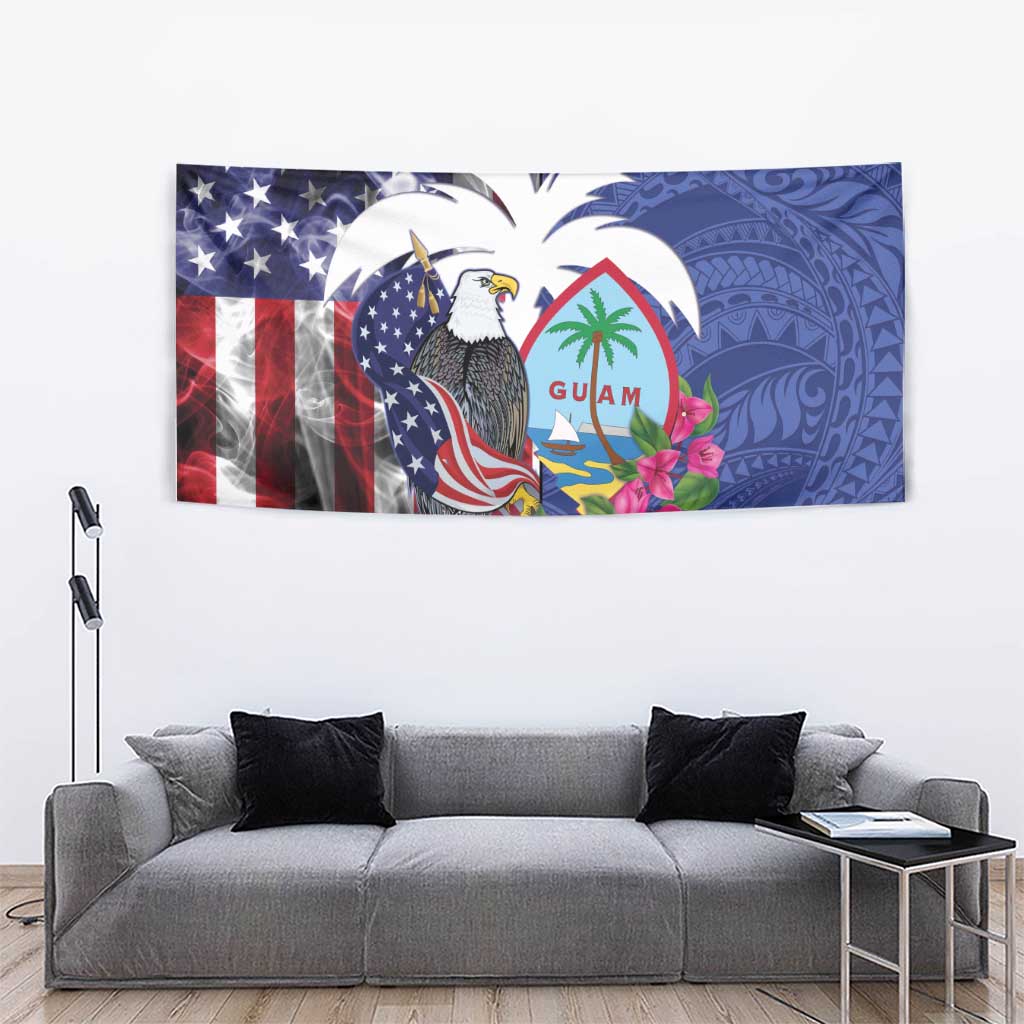 United States Guam Tapestry USA Eagle Guahan Seal Bougainvillea LT14 - Polynesian Pride