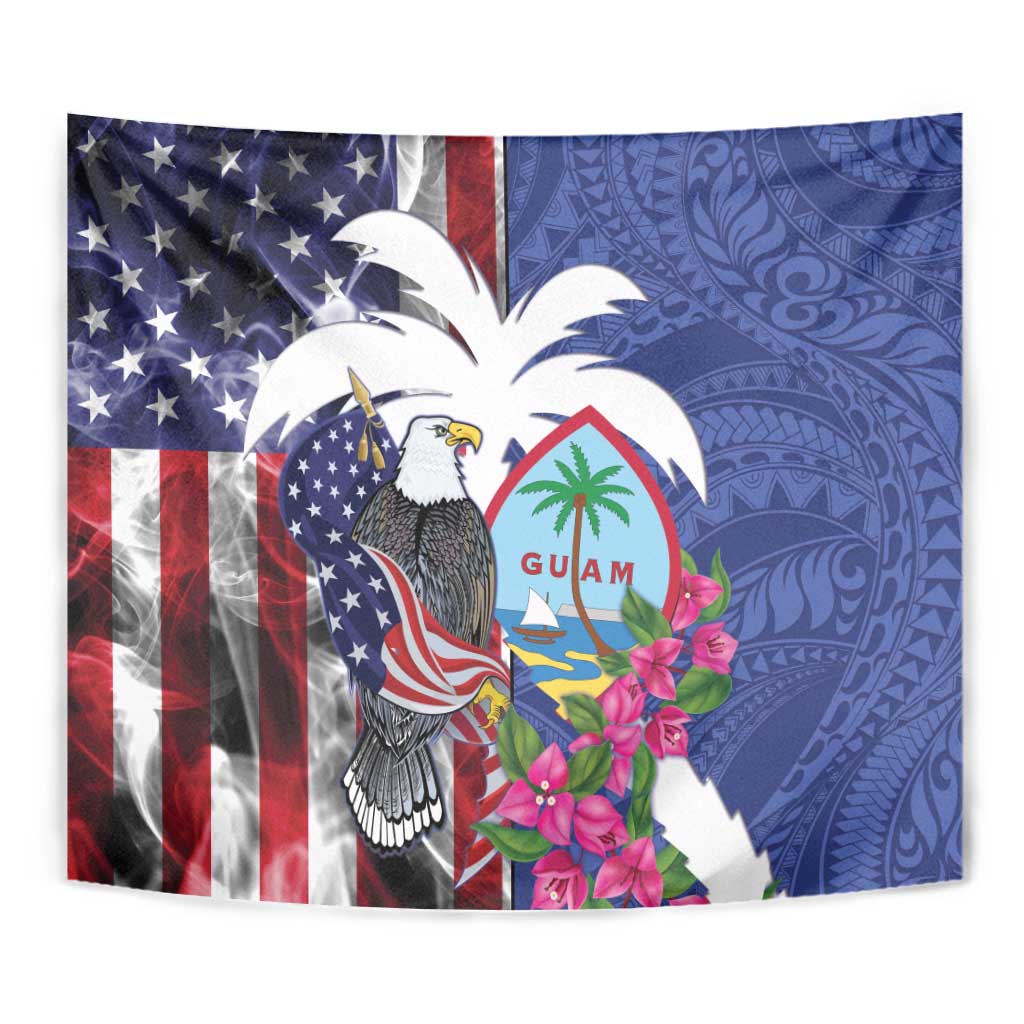 United States Guam Tapestry USA Eagle Guahan Seal Bougainvillea LT14 - Polynesian Pride