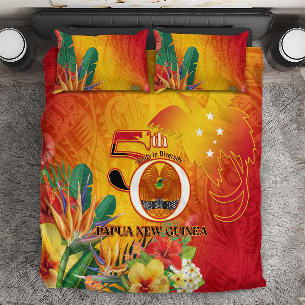 Papua New Guinea Independence Day Bedding Set 50th Anniversary Unity in Diversity