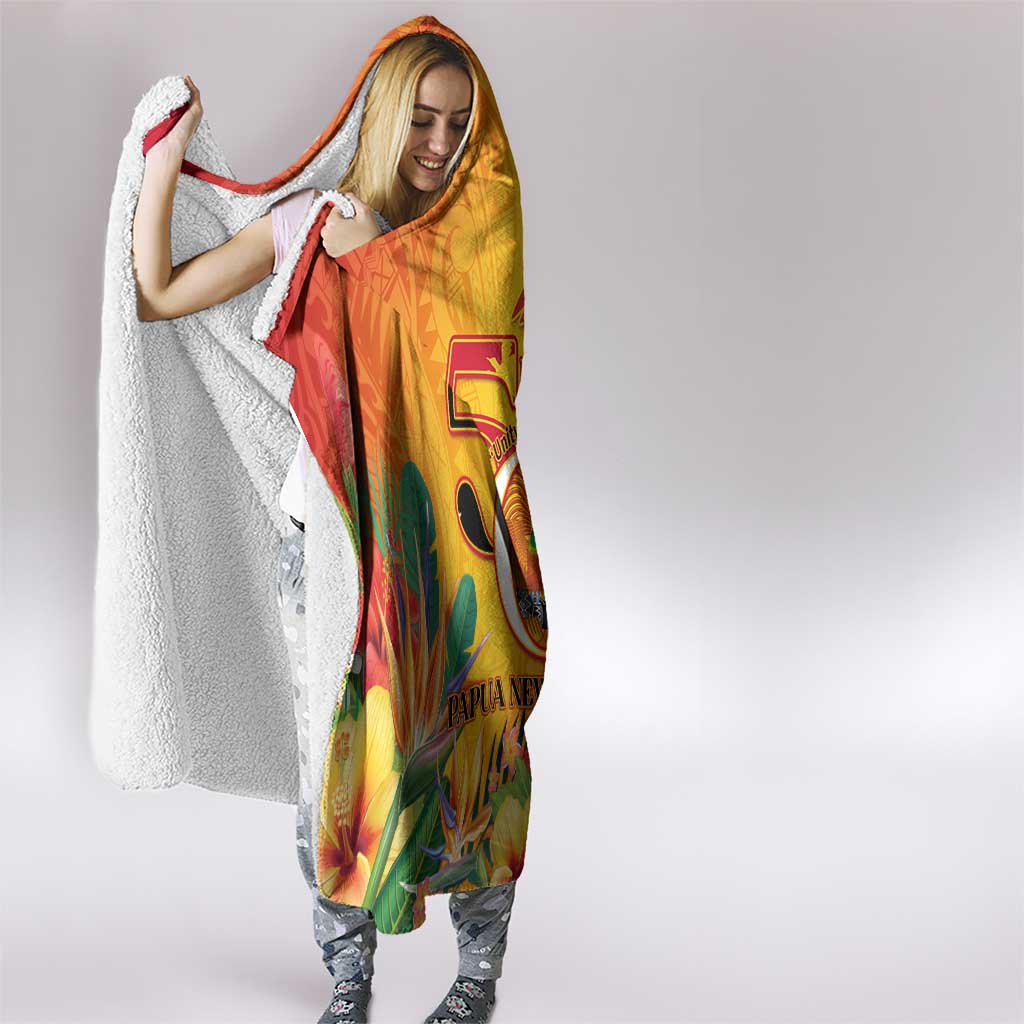 Papua New Guinea Independence Day Hooded Blanket 50th Anniversary Unity in Diversity