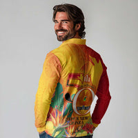 Papua New Guinea Independence Day Long Sleeve Polo Shirt 50th Anniversary Unity in Diversity