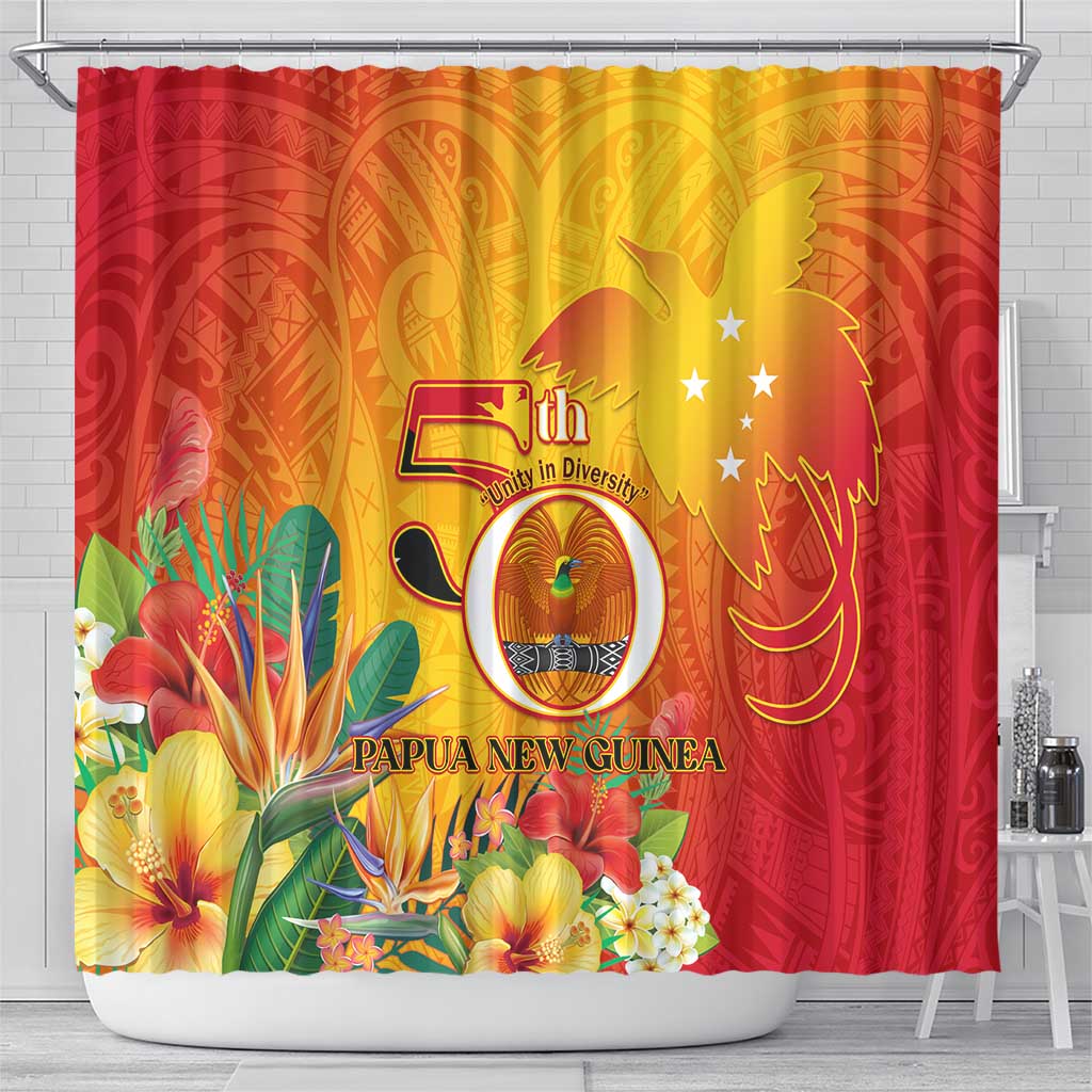 Papua New Guinea Independence Day Shower Curtain 50th Anniversary Unity in Diversity