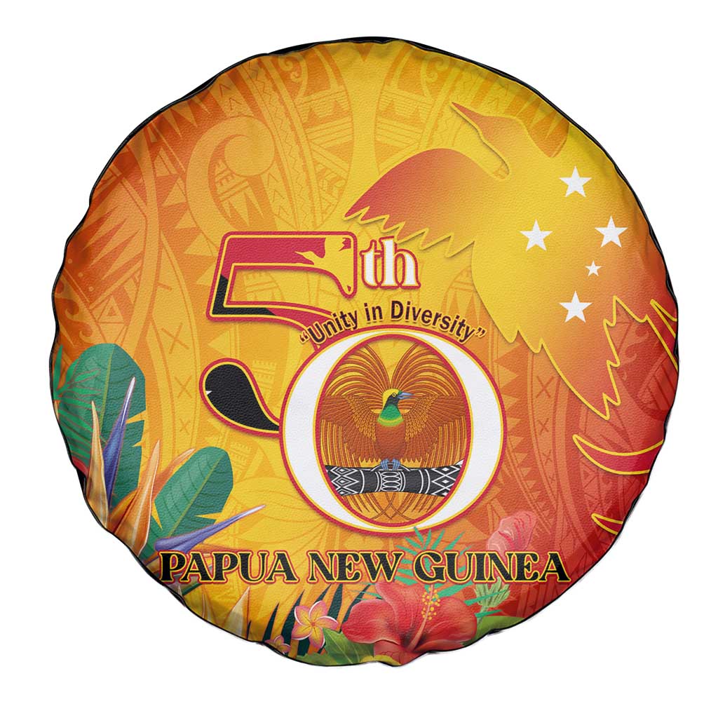 Papua New Guinea Independence Day Spare Tire Cover 50th Anniversary Unity in Diversity