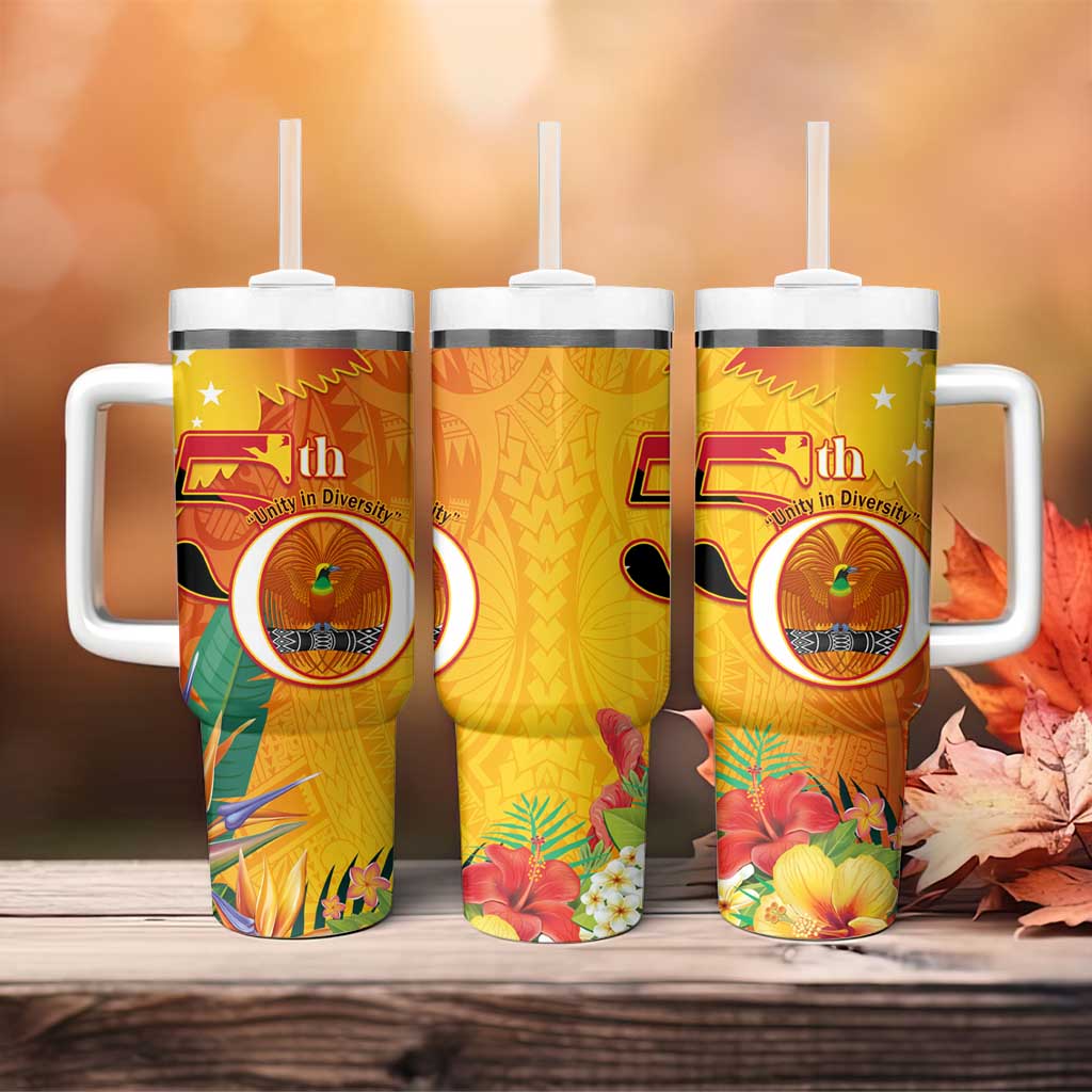 Papua New Guinea Independence Day Tumbler With Handle 50th Anniversary Unity in Diversity