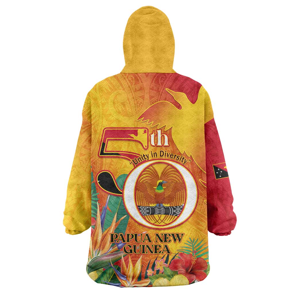 Papua New Guinea Independence Day Wearable Blanket Hoodie 50th Anniversary Unity in Diversity