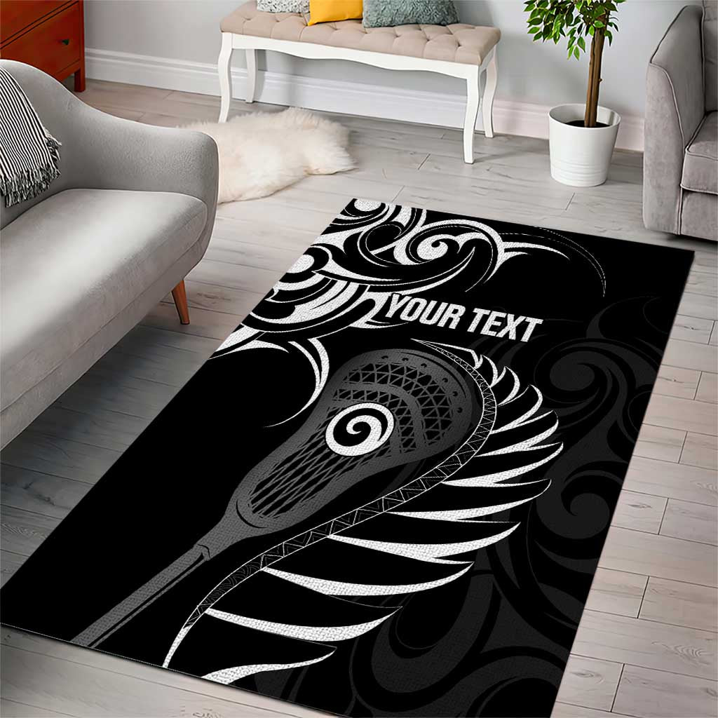 Personalised New Zealand Silver Fern Lacrosse Area Rug Aotearoa Maori Pattern LT14 - Polynesian Pride