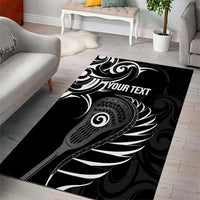 Personalised New Zealand Silver Fern Lacrosse Area Rug Aotearoa Maori Pattern LT14 - Polynesian Pride