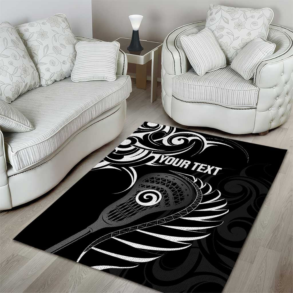 Personalised New Zealand Silver Fern Lacrosse Area Rug Aotearoa Maori Pattern LT14 - Polynesian Pride