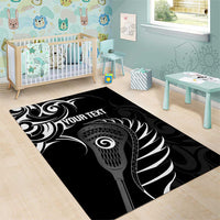 Personalised New Zealand Silver Fern Lacrosse Area Rug Aotearoa Maori Pattern LT14 - Polynesian Pride