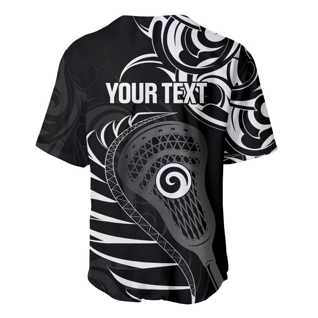 Personalised New Zealand Silver Fern Lacrosse Baseball Jersey Aotearoa Maori Pattern LT14 - Polynesian Pride